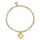 14k yg  Paperclip Chain Bracelet with Heart Charm