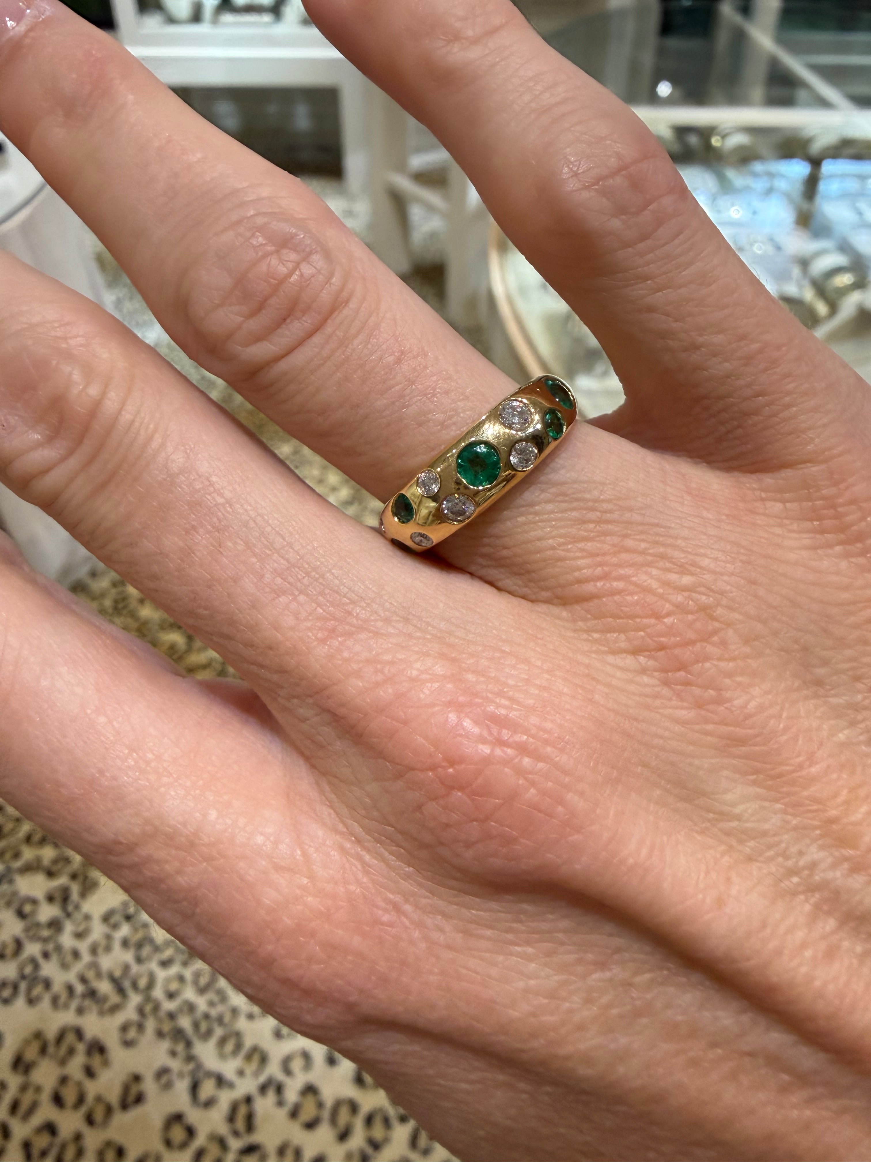 14k yg diamond and scatter ring on hand