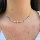 14k yg diamond choker on neck