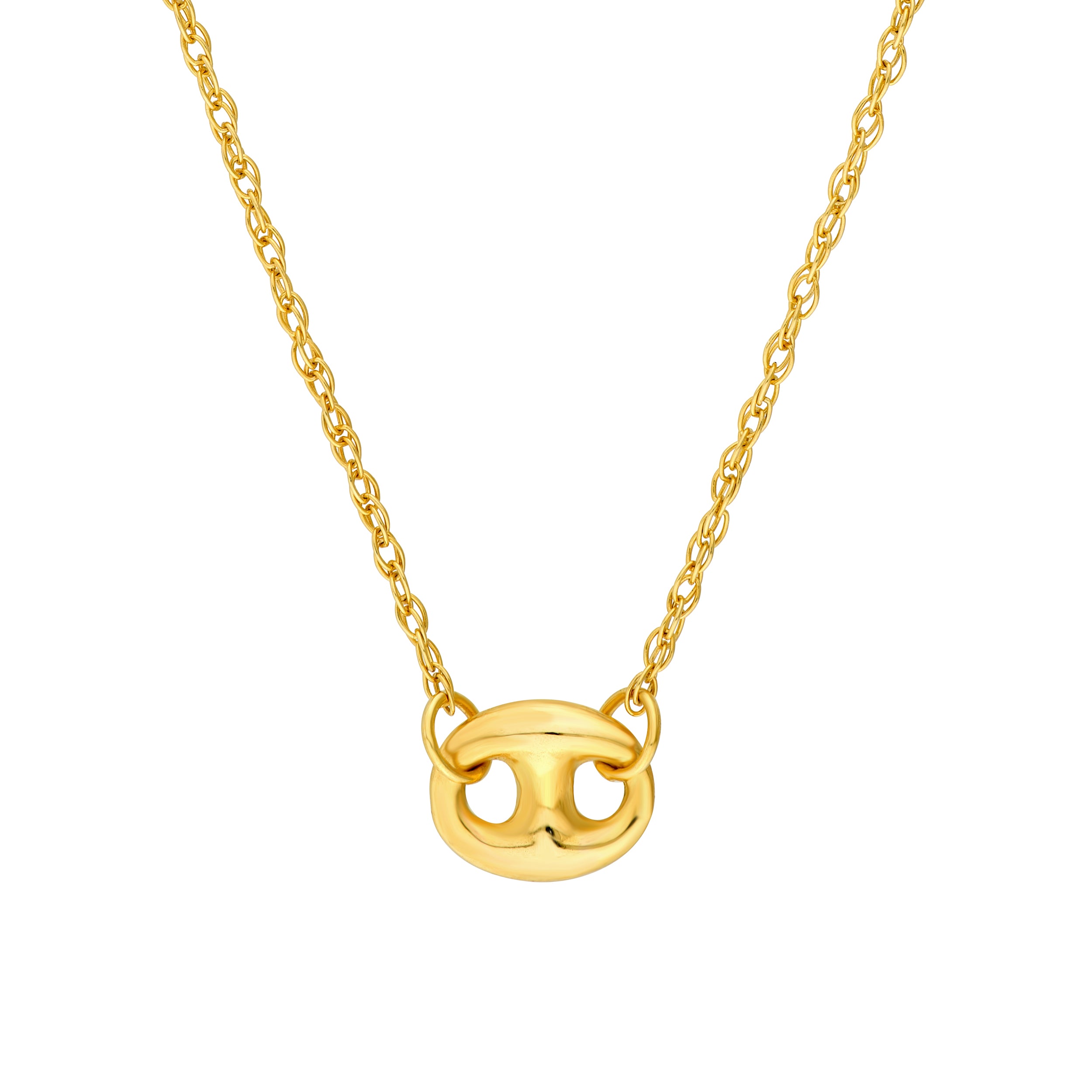 14k yg puff mariner necklace