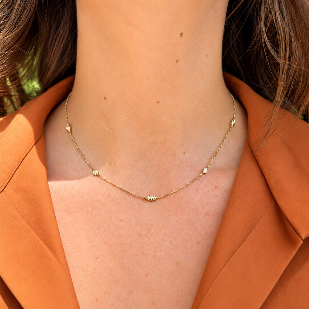 14kt Yellow Gold Mix Shape DBY necklace 
