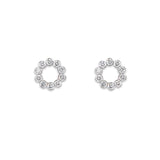 18K White Gold Open Circle Diamond Studs