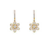 18K Yellow Gold Flower Bezel Set Diamond Earrings