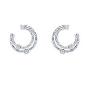 18K White Gold C Shape Diamond Earrings