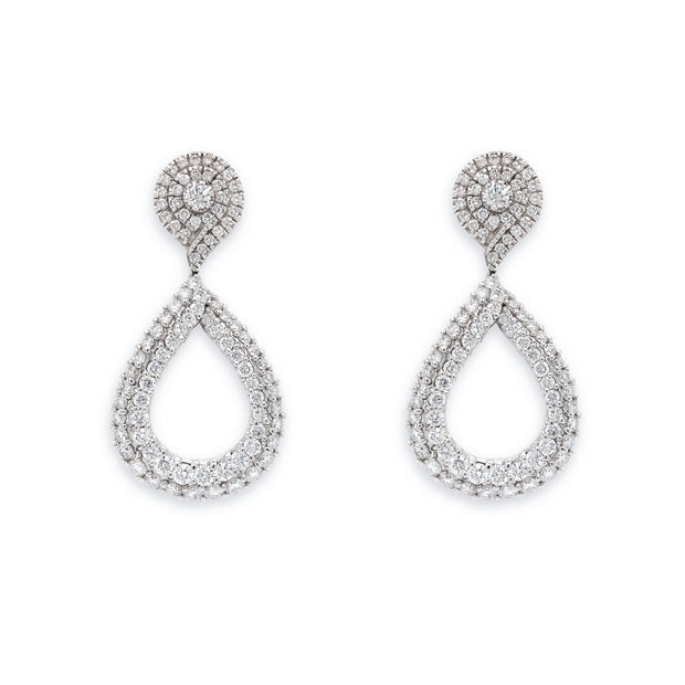 Estate Platinum Diamond Drop Earrings
