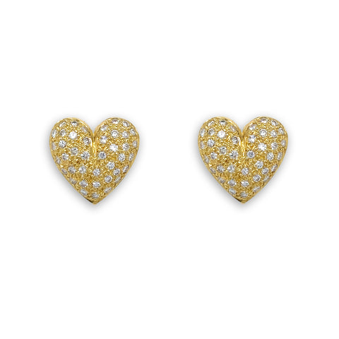 Estate 18K Diamond Heart Earrings
