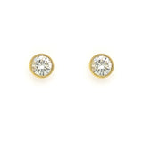 18K Yellow Gold Bezel Set Diamond Studs