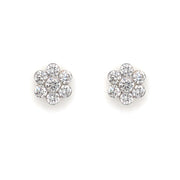 18K White Gold Diamond Flower Earrings
