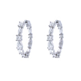 18K White Gold Diamond Hoops