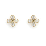 18K Yellow Gold Pear Bezel Diamond Earrings