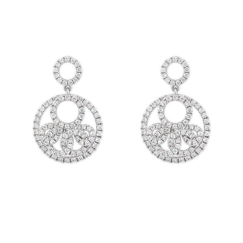 14K White Gold and Diamond Drop Earrings