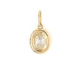 14K Yellow Gold Diamond Bezel Oval Pendant