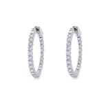 18K White Gold Diamond Hoop Earrings