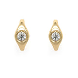 Gold and Bezel Diamond Drop Huggies
