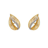 Estate 18K Yellow Gold Diamond Leaf Earrings