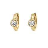 14K Yellow Gold Single Bezel Diamond Huggies