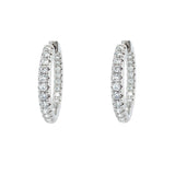 14K White Gold Diamond Hoops