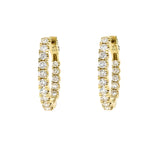 14K Yellow Gold Oval Diamond Hoop Earrings