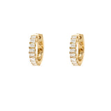 14K Yellow Gold Baguette Diamond Hoops