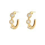 14K Yellow Gold and Diamond Hoops