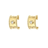 Gold Beaded Earrings with Diamonds