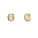 Illusion Stud with Yellow Gold Bezel