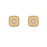 Gold Beaded Earring with Single Diamond