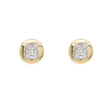 Illusion Stud with Yellow Gold Round Bezel