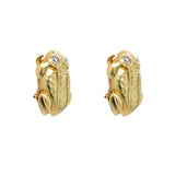 Frog Earrings with Diamond Eyes