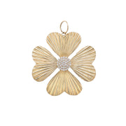 14K Yellow Gold Diamond Flower Pendant