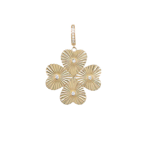 14K Yellow Gold Diamond Flower Pendant