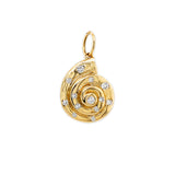 14k Yellow Gold Diamond Shell Pendant