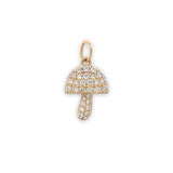 14K Yellow Gold Diamond Mushroom Charm