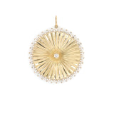 14K Yellow Gold Fluted Diamond Pendant