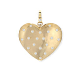 14K Yellow Gold Heart Charm with Scattered Diamonds