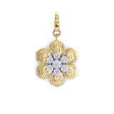 14K Yellow Gold Diamond Flower Pendant