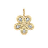 14K Yellow Gold and Diamond Flower Pendant