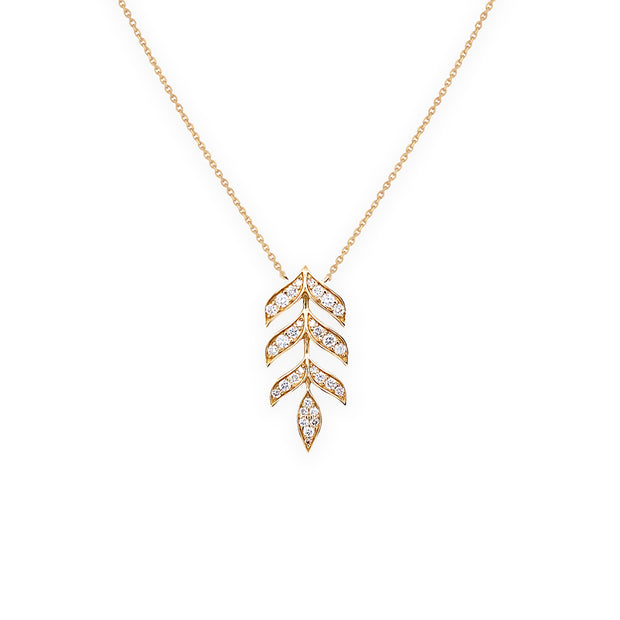 14K Yellow Gold Diamond Leaf Necklace