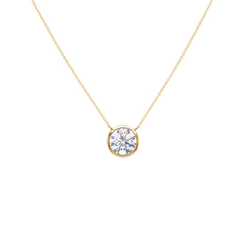 18k Yellow Gold Bezel Set Diamond Necklace