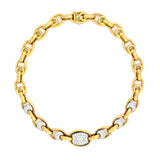 Estate 18K Yellow Gold Oval Link Necklace with Diamonds