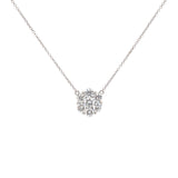 14K White Gold Diamond Cluster Necklace
