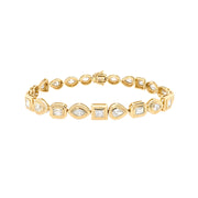 18k Yellow Gold Mixed Shaped Diamond Tennis Bracelet
