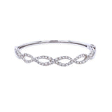 14k White Gold Diamond Twist Bangle