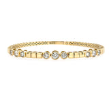 14K Yellow Gold Triple Station Diamond Beaded Bezel Bracelet