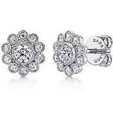 14K White Gold Diamond Flower Studs