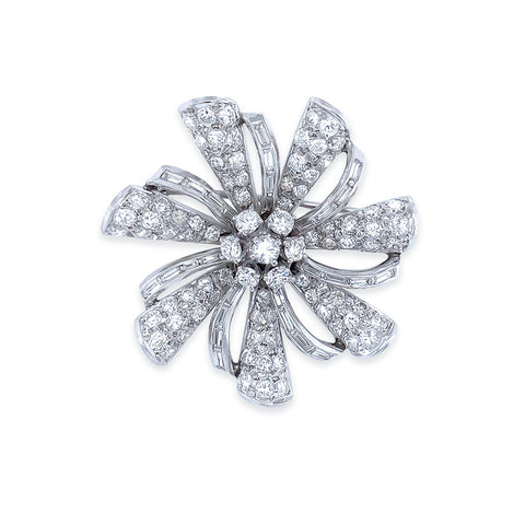 Estate Platinum Diamond Flower Pin