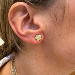 18K yellow gold stud earrings flower design