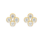 A pair of 18K yellow gold quad clover diamond studs earrings.