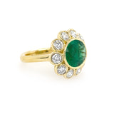 18K Yellow Gold Emerald and Diamond Ring