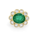 18K Yellow Gold Emerald and Diamond Ring